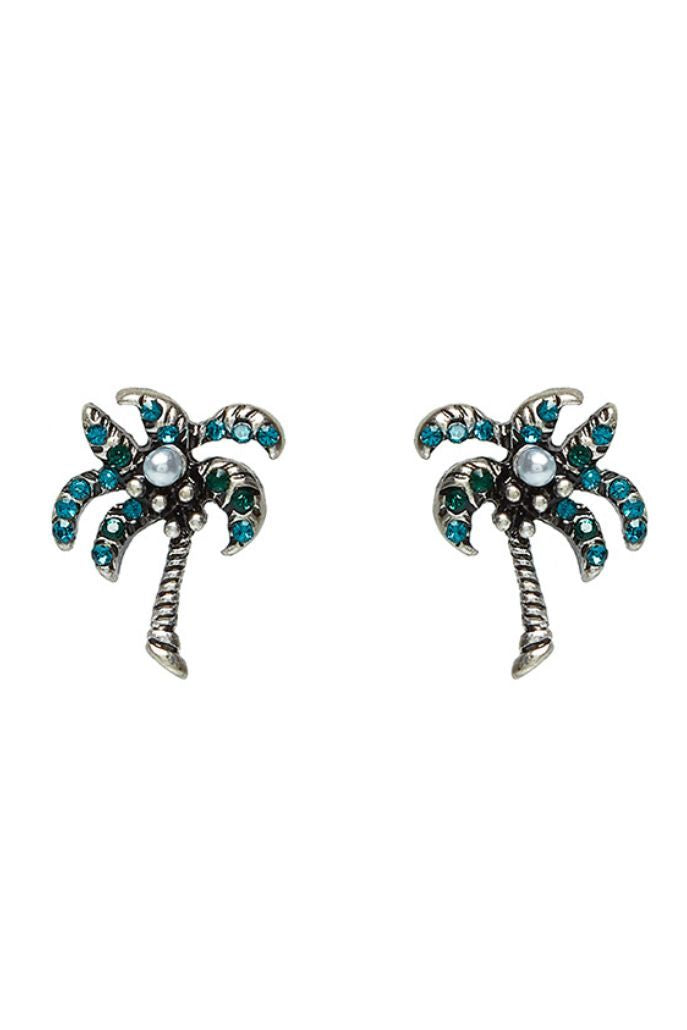 Nellie Green Palm Tree Stud Earrings