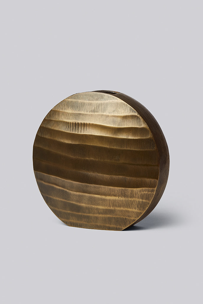 Round Textured Brass Vase
