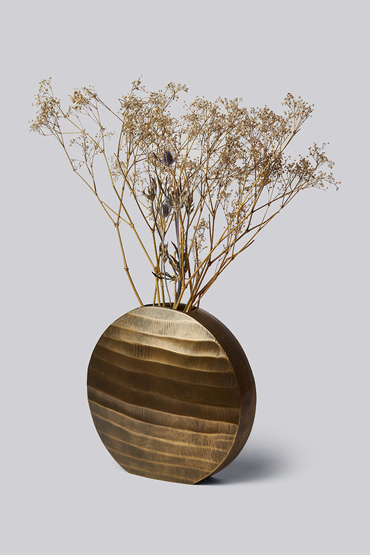Round Textured Brass Vase