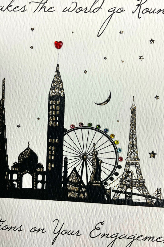 World Go Round Engagement Card