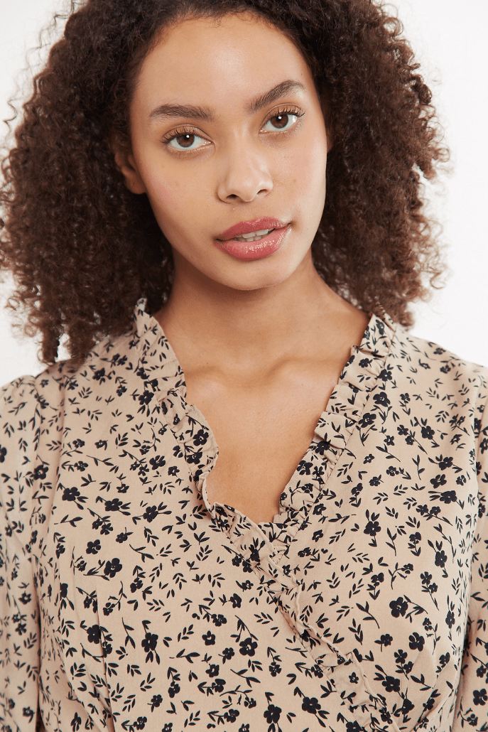 Louche Abeline Cosmos Print V Neck Tie Midi Dress