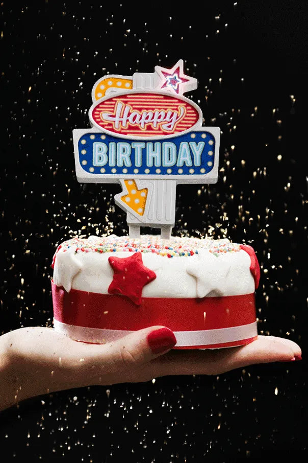 Happy Birthday LED Cake Topper - Styled