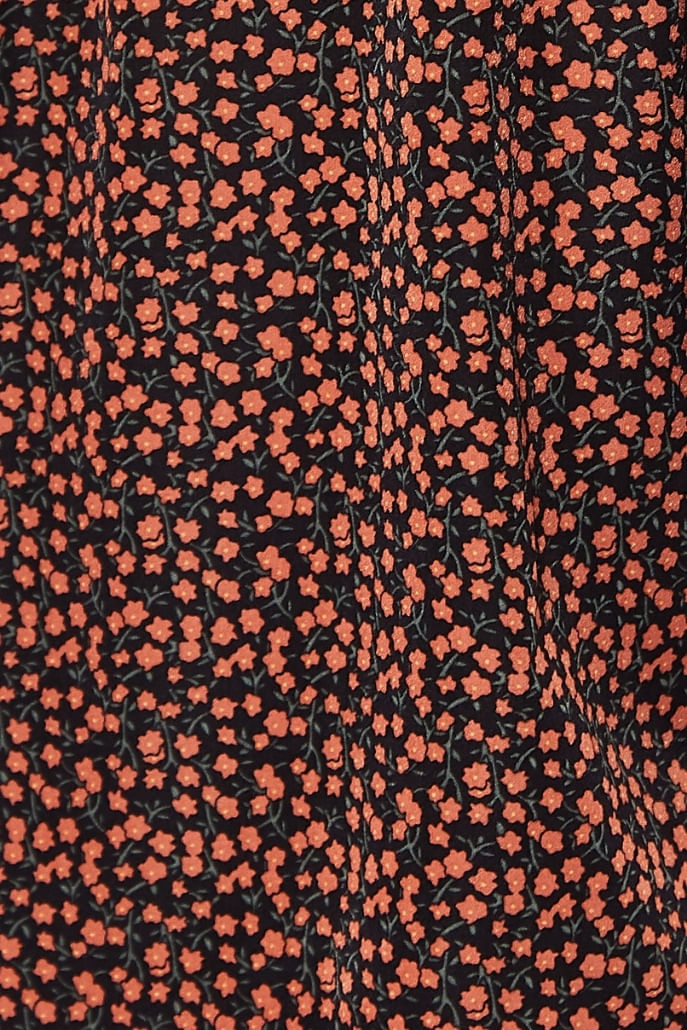 Louche Zuri Piccola Flower Print Tie Neck Long Sleeve Midi Dress