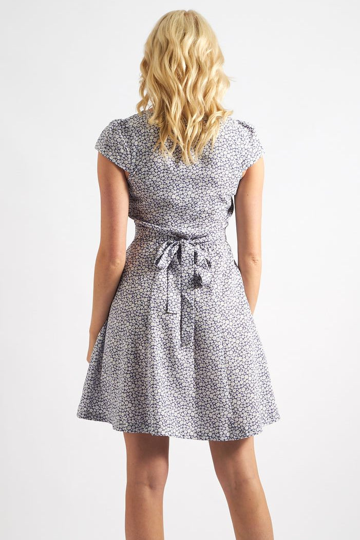 Cathleen Mini Floral Print Tea Dress Blue