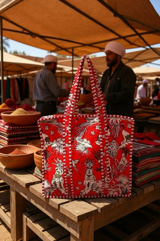 Mythical Jungle Quilted Large Tote Bag