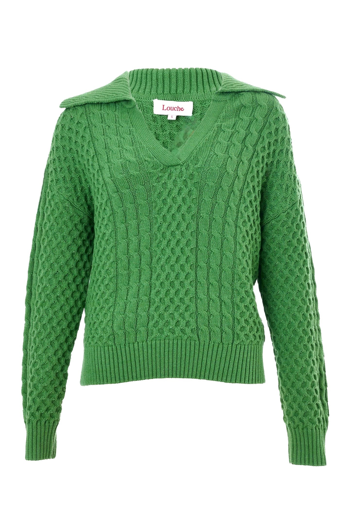 Jamie Cable Collar Jumper - Green - Styled