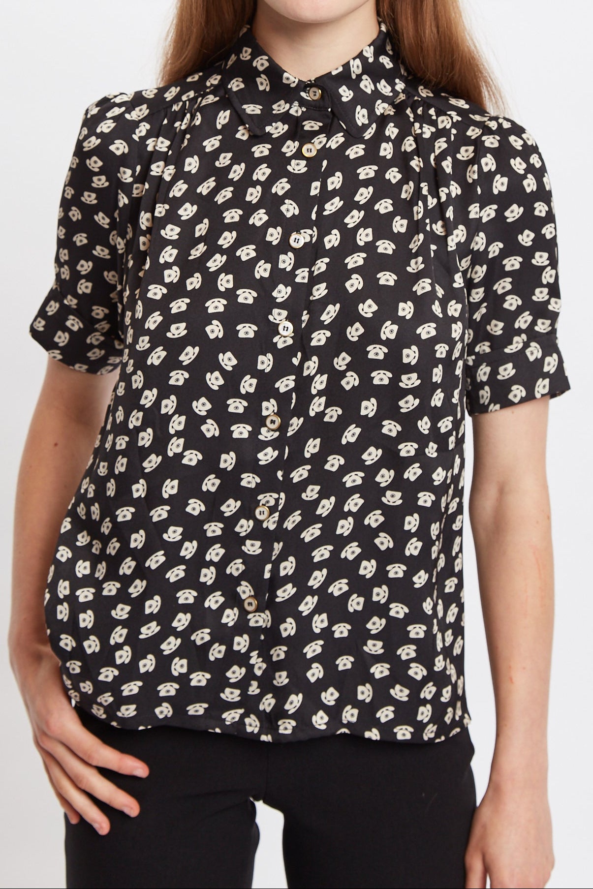 Louche Barclay Call Me Print Short Sleeve Shirt Black