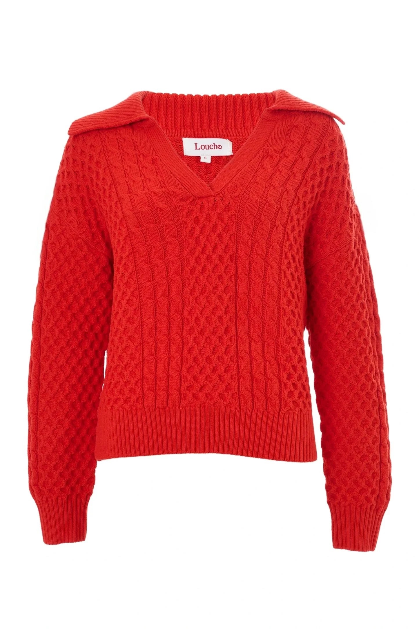Jamie Cable Collar Jumper - Red - Styled