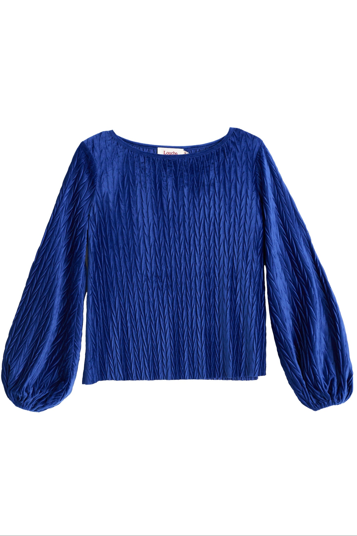 Aba Velvet Pleat Long Sleeve Top - Cobalt
