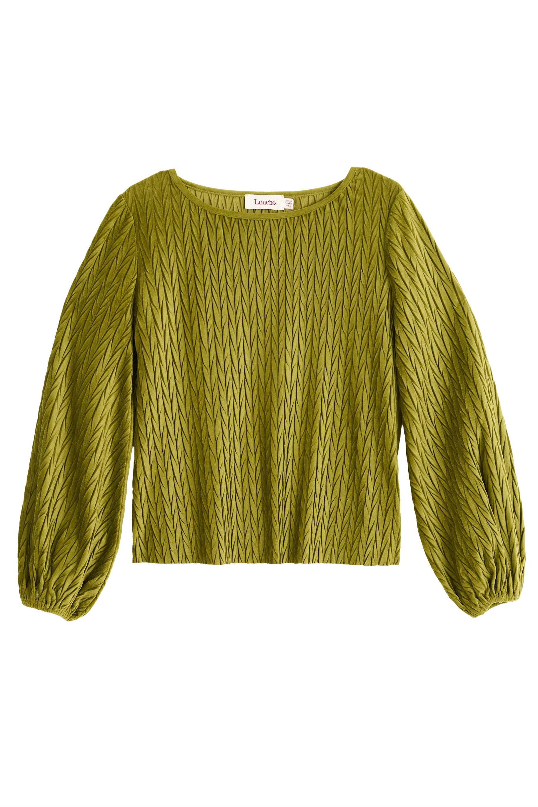 Aba Velvet Pleat Long Sleeve Top - Kiwi