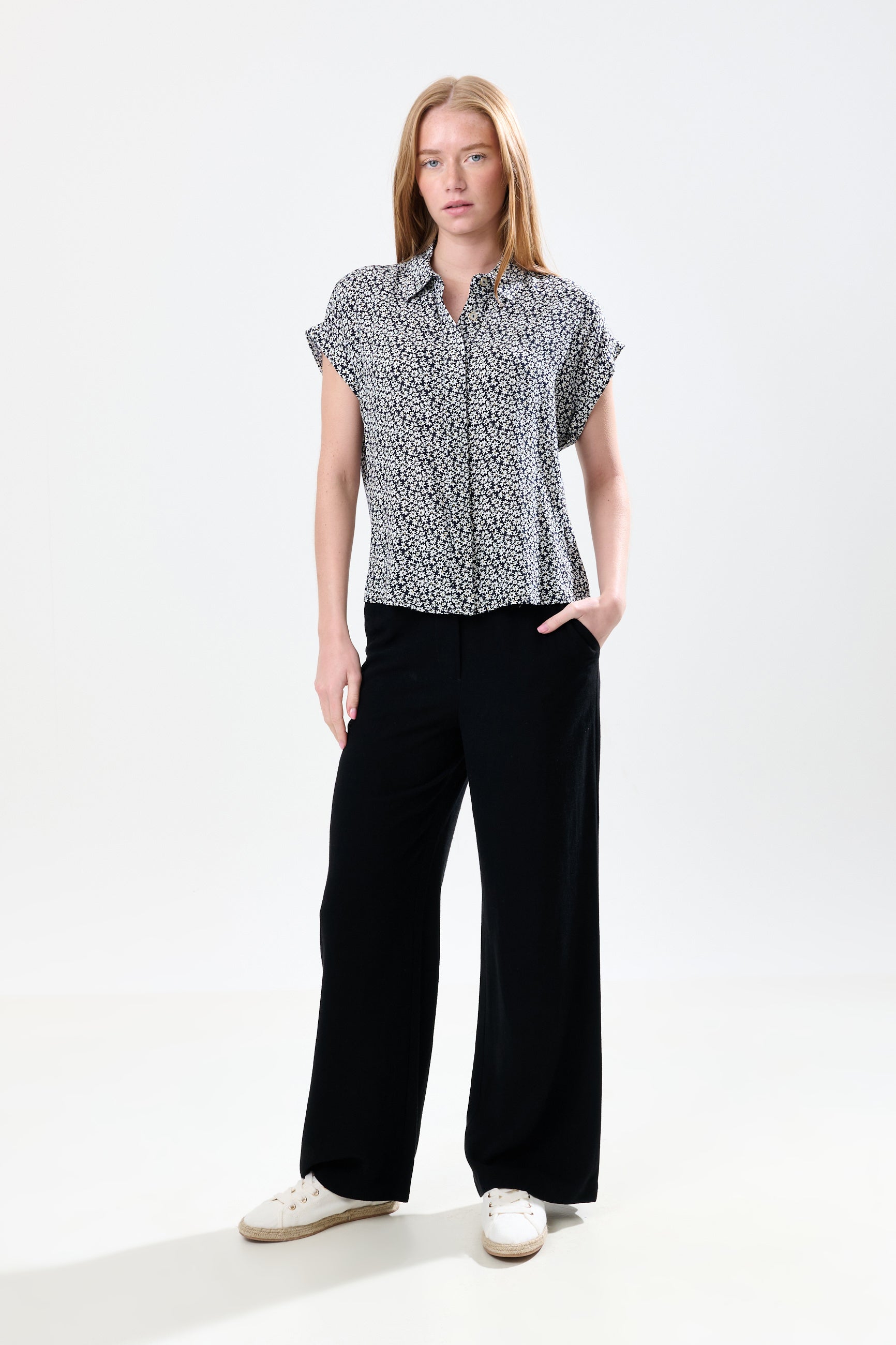 Abinaya Dazzler Print Short Sleeve Shirt - Black