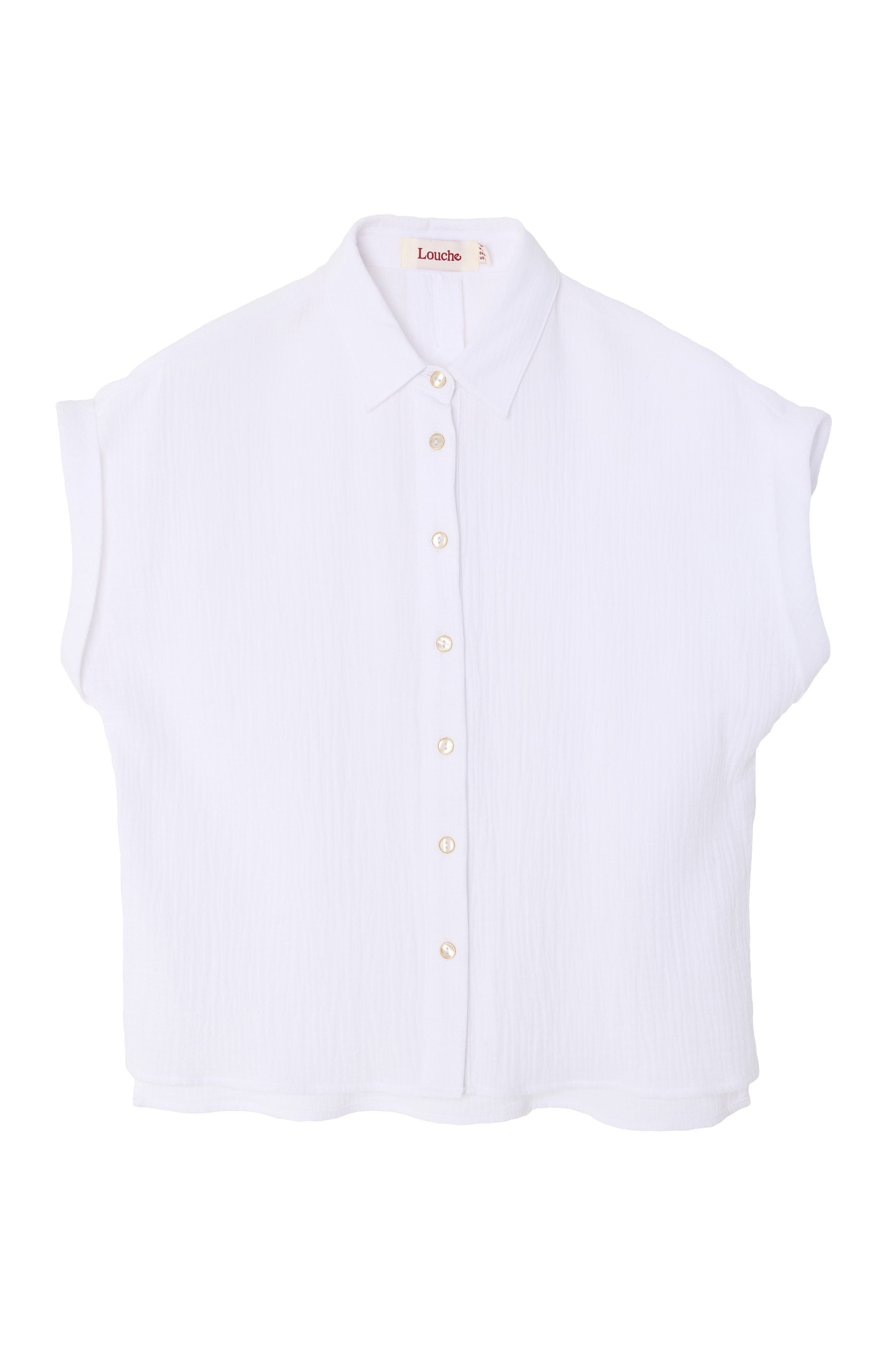 Abinaya White Double Gauze Short Sleeved Shirt