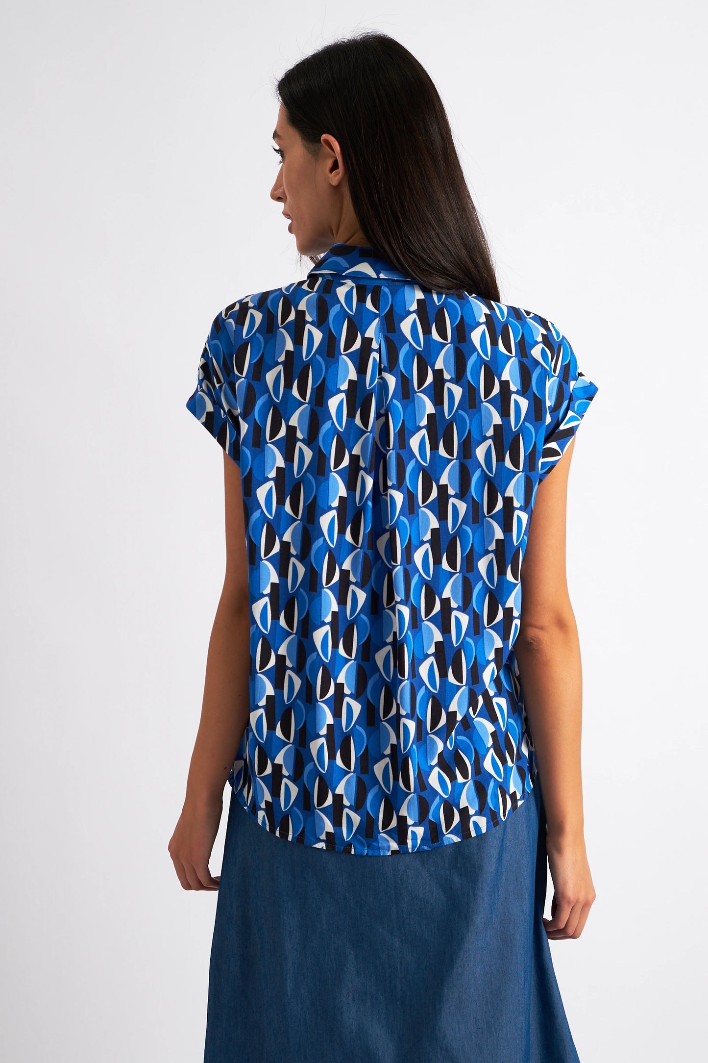 Abinaya Mid Century Retro Print Shirt - Blue