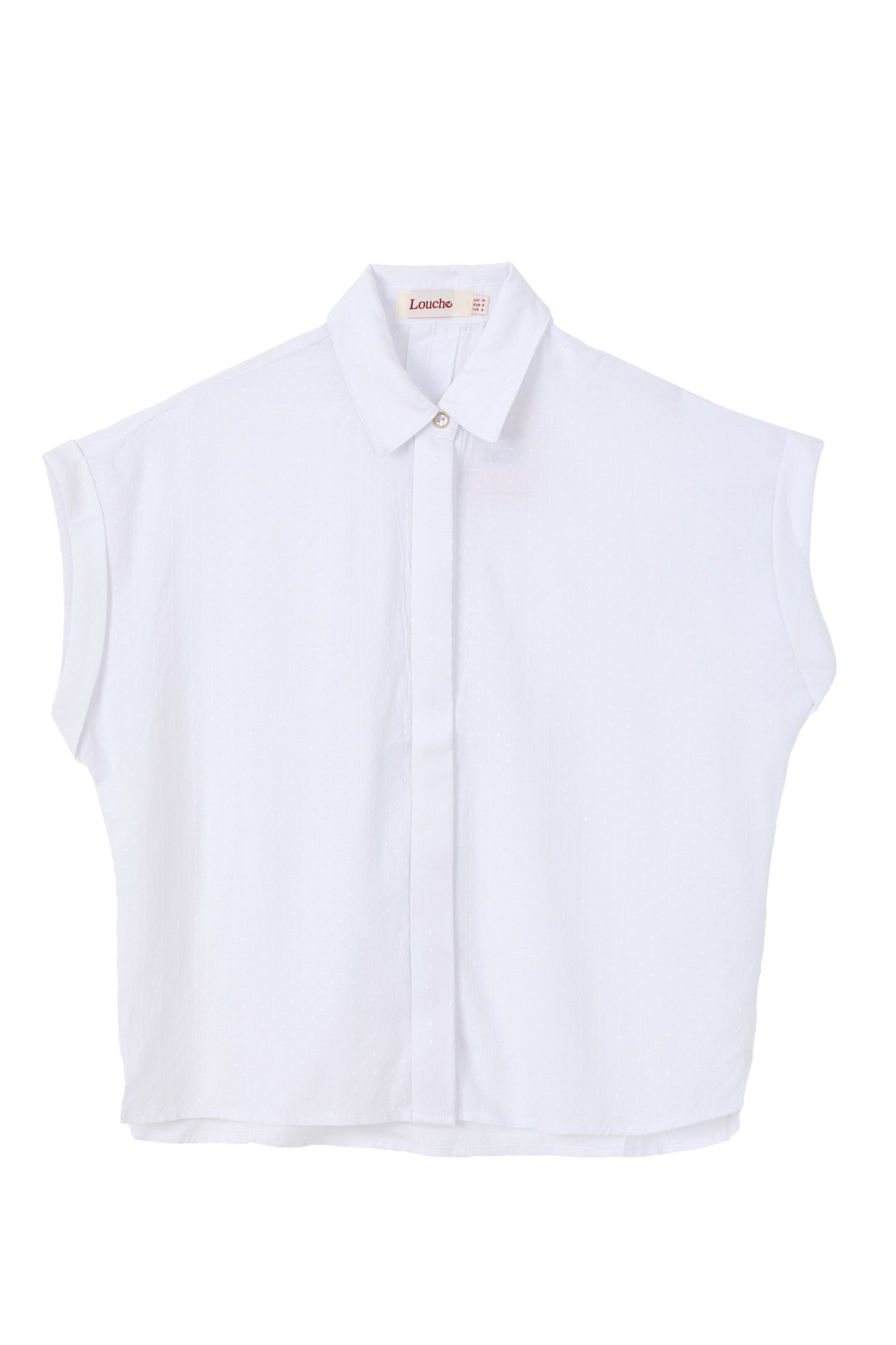 Abinaya Self Spot Short Sleeved Shirt White