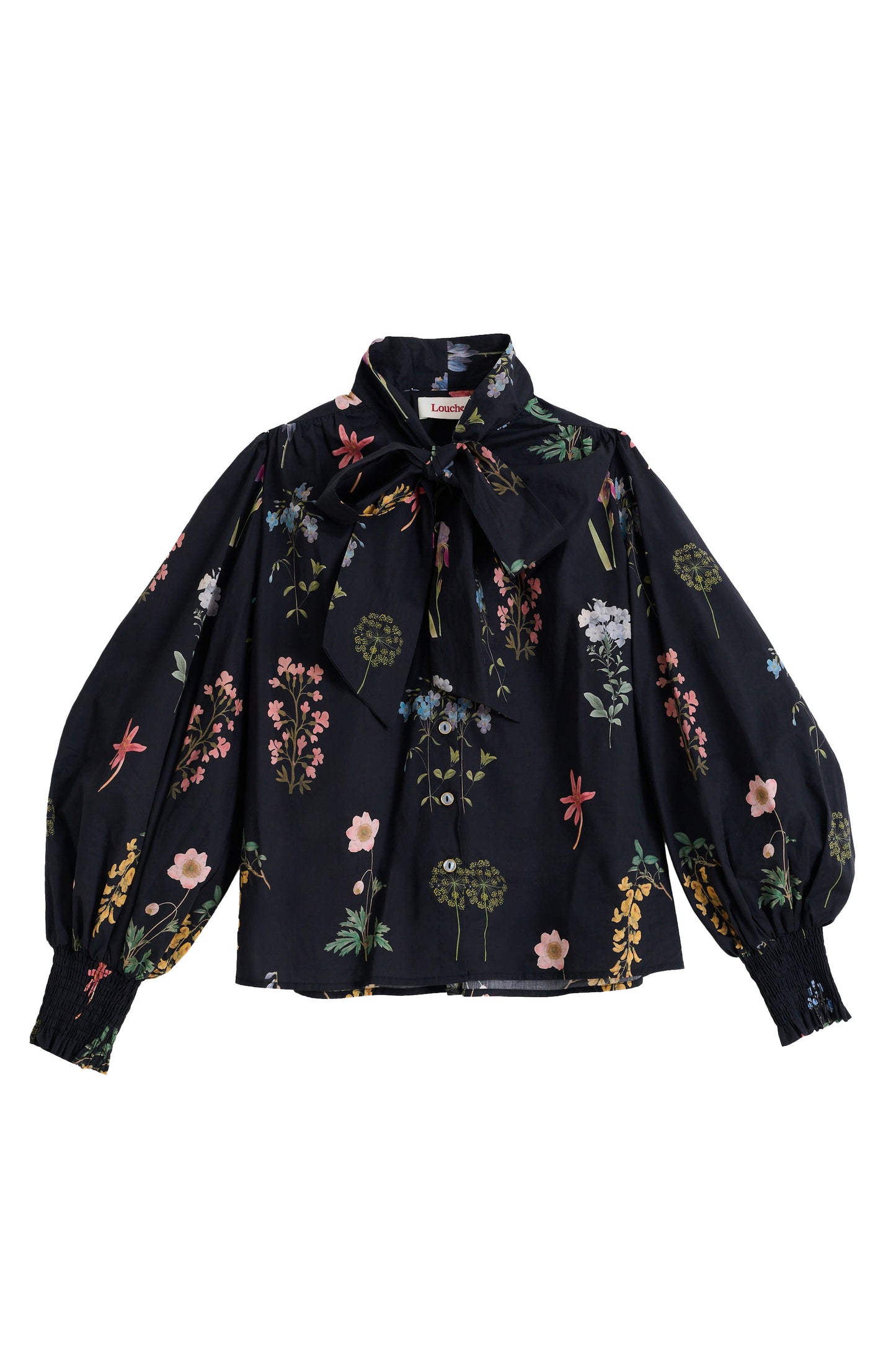 Aditi Flower Press Print Tie Neck Blouse