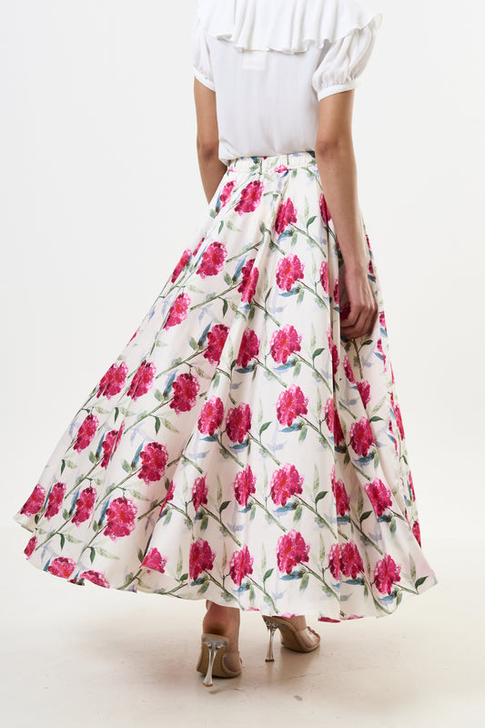Agatha Loveflower Print Circle Maxi Skirt