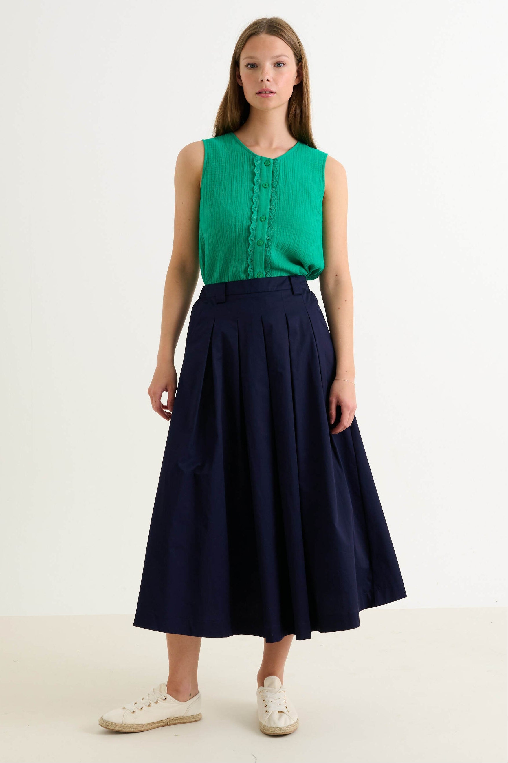 Alexia Recycled Cotton Midaxi Skirt - Navy