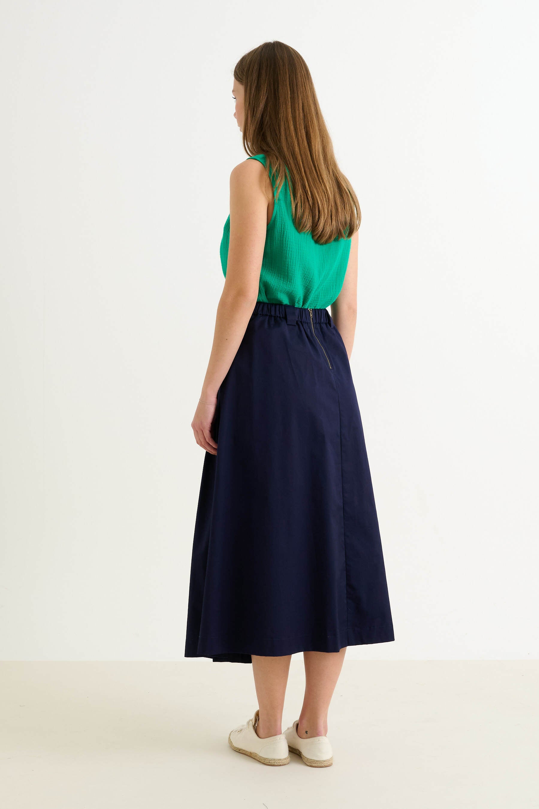 Alexia Recycled Cotton Midaxi Skirt - Navy