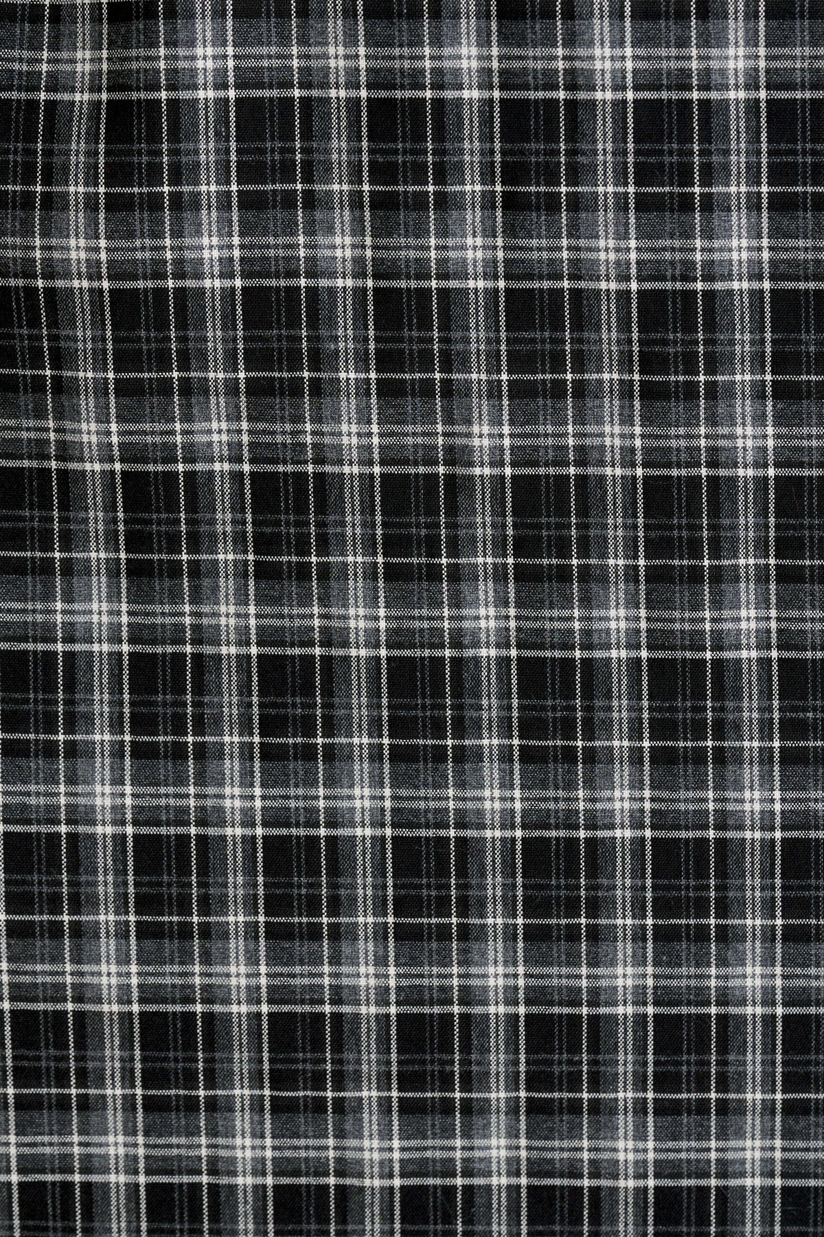 Alva Shadow Check Long Sleeve Midi Dress - Black & White