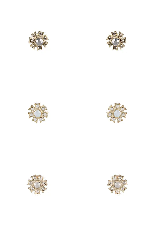 Amaia Flower Stud Set of 3 Earrings