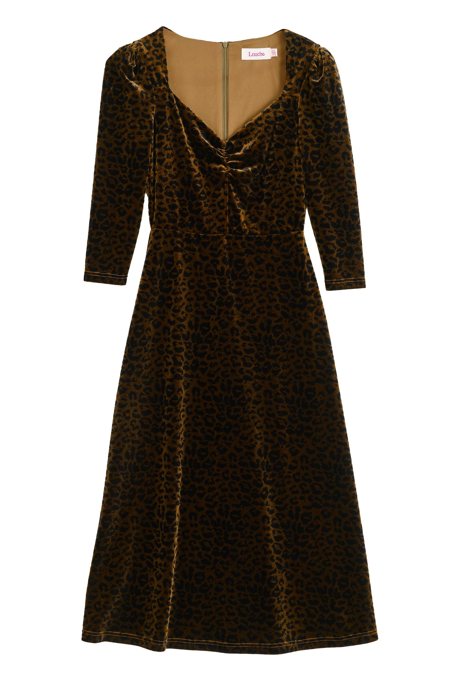 Ambrose Velvet Roar Midi Dress - Taupe