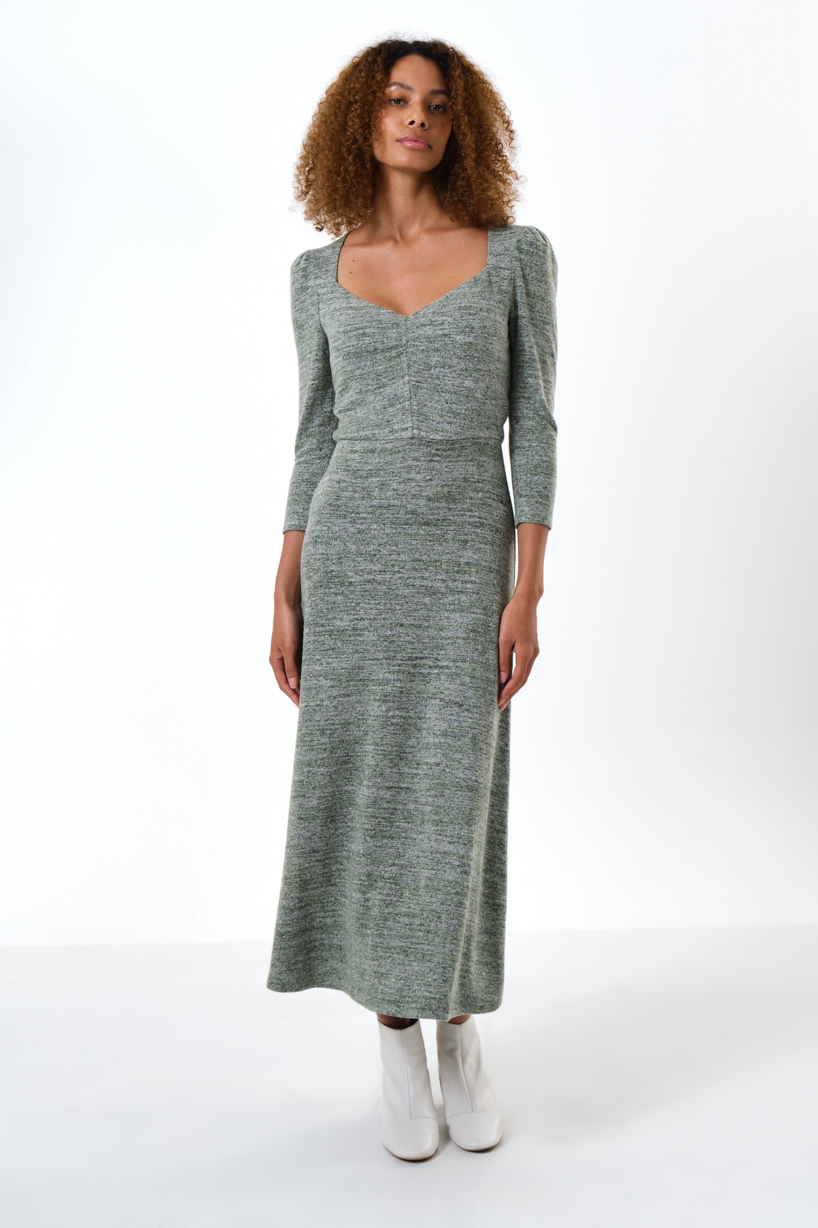 Ambrose Soft Marl Sweetheart Neck Midi Dress