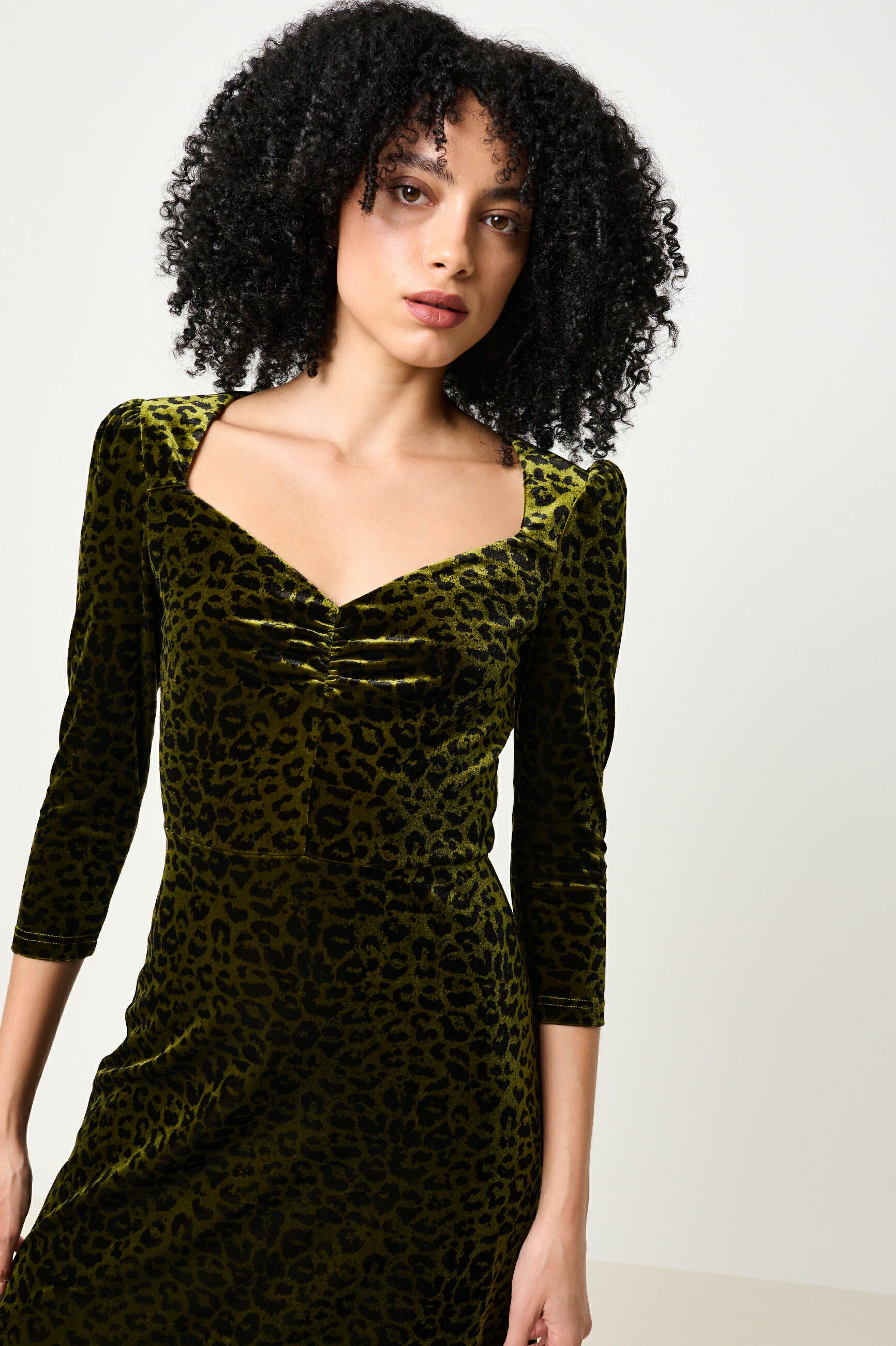 Ambrose Velvet Roar Midi Dress - Kiwi