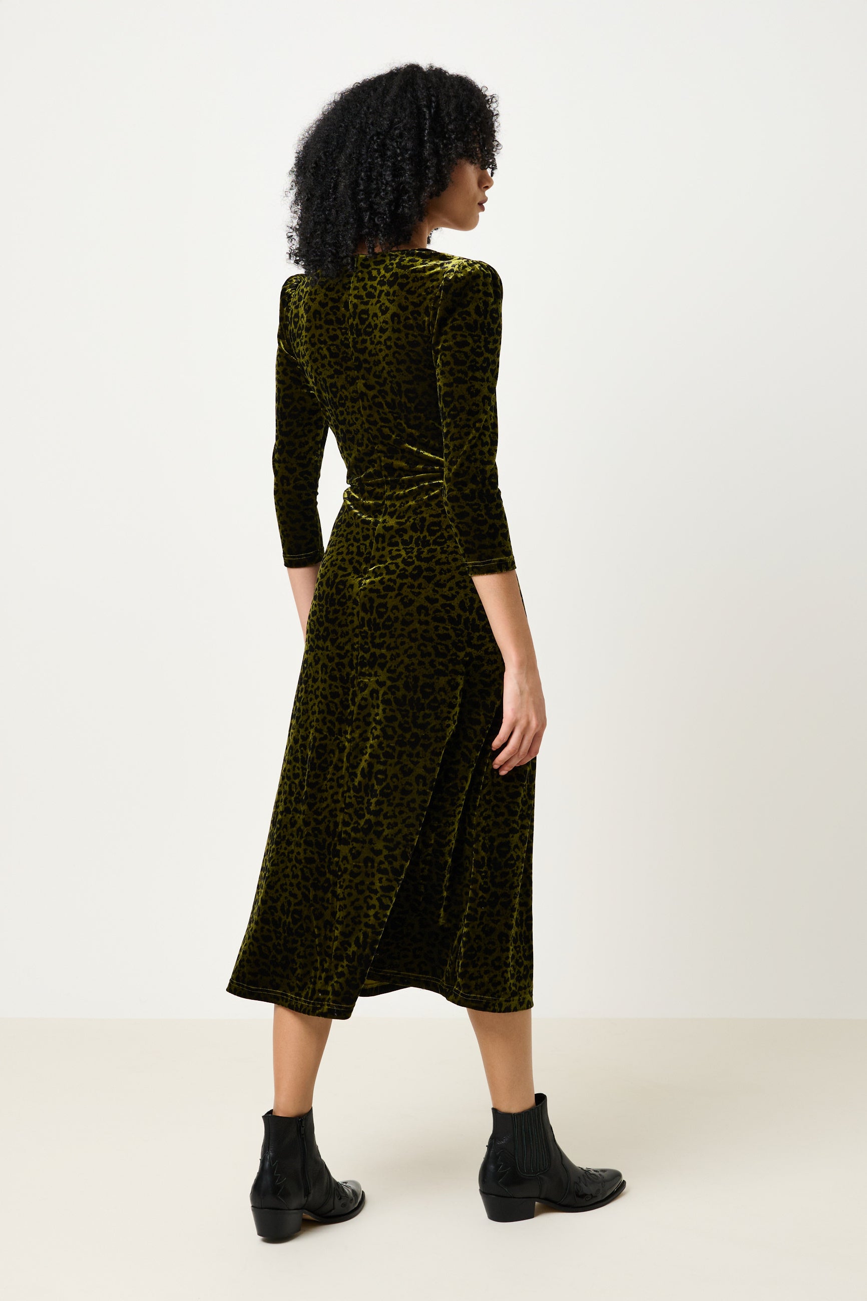 Ambrose Velvet Roar Midi Dress - Kiwi