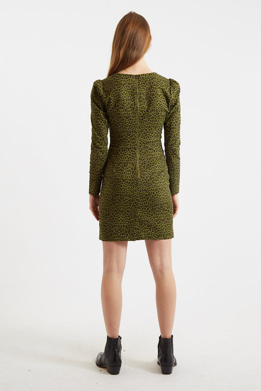 Anala Animal Print Square Neck Mini Dress