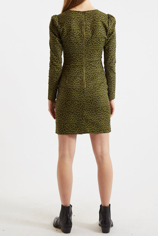 Anala Animal Print Square Neck Mini Dress