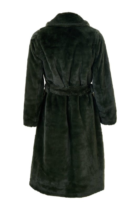 Arinette Faux Fur Tie Waist Coat -Teal