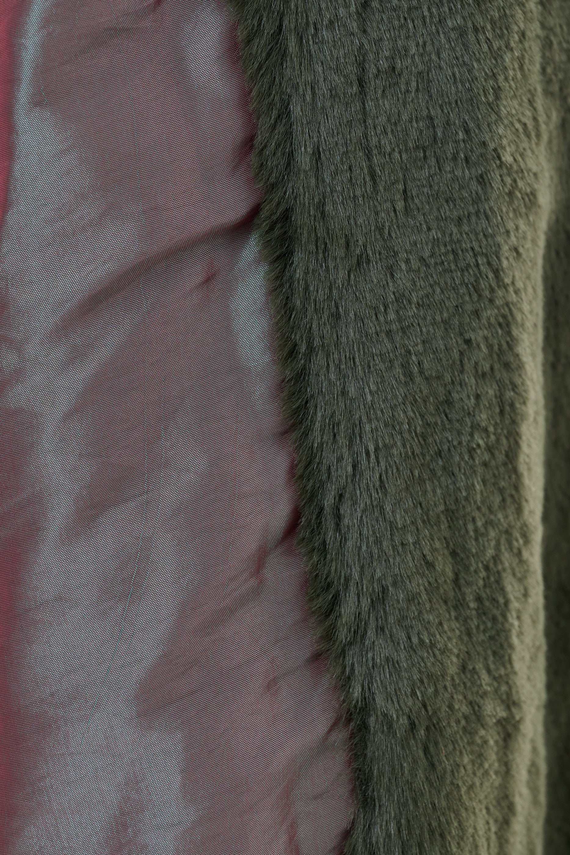 Arinette Faux Fur Tie Waist Coat -Teal - Detail 2