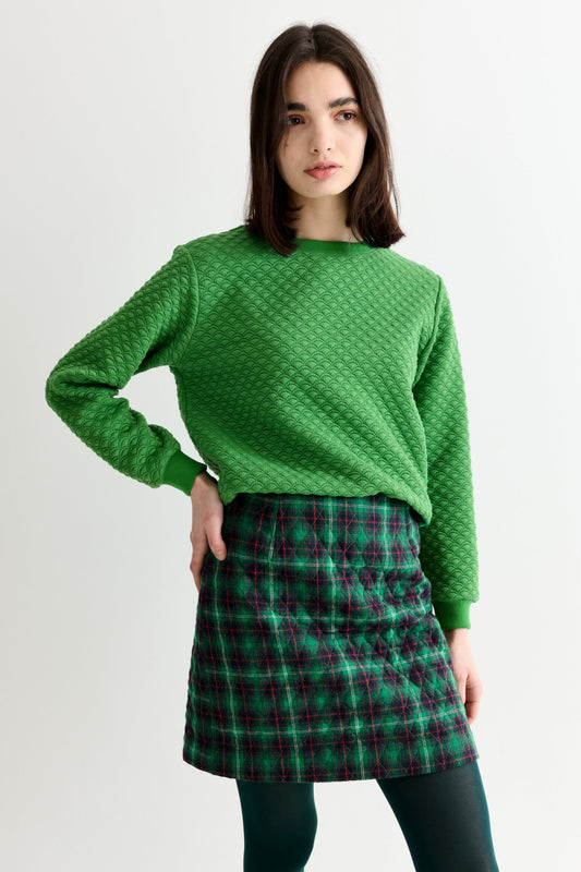 Aubin Winter Check Quilted Mini Skirt – Green