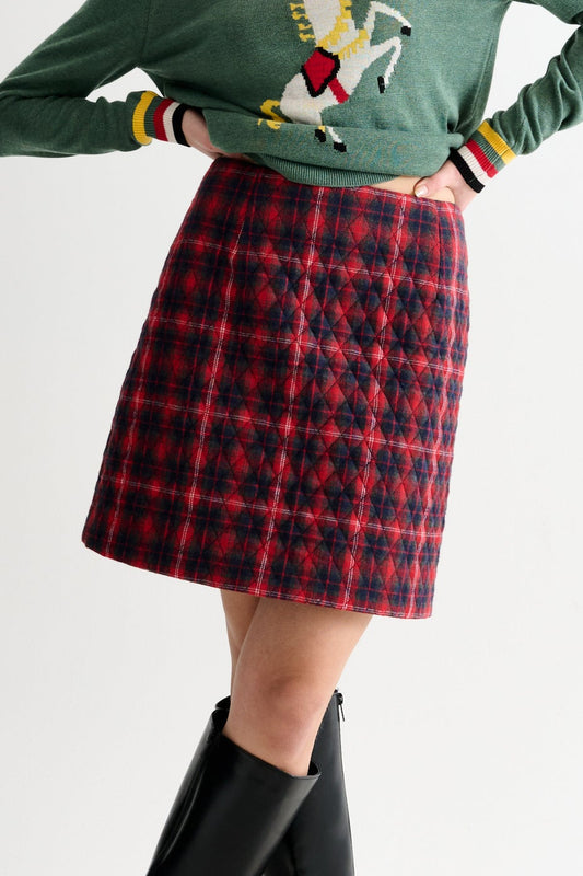 Aubin Winter Check Quilted Mini Skirt– Red