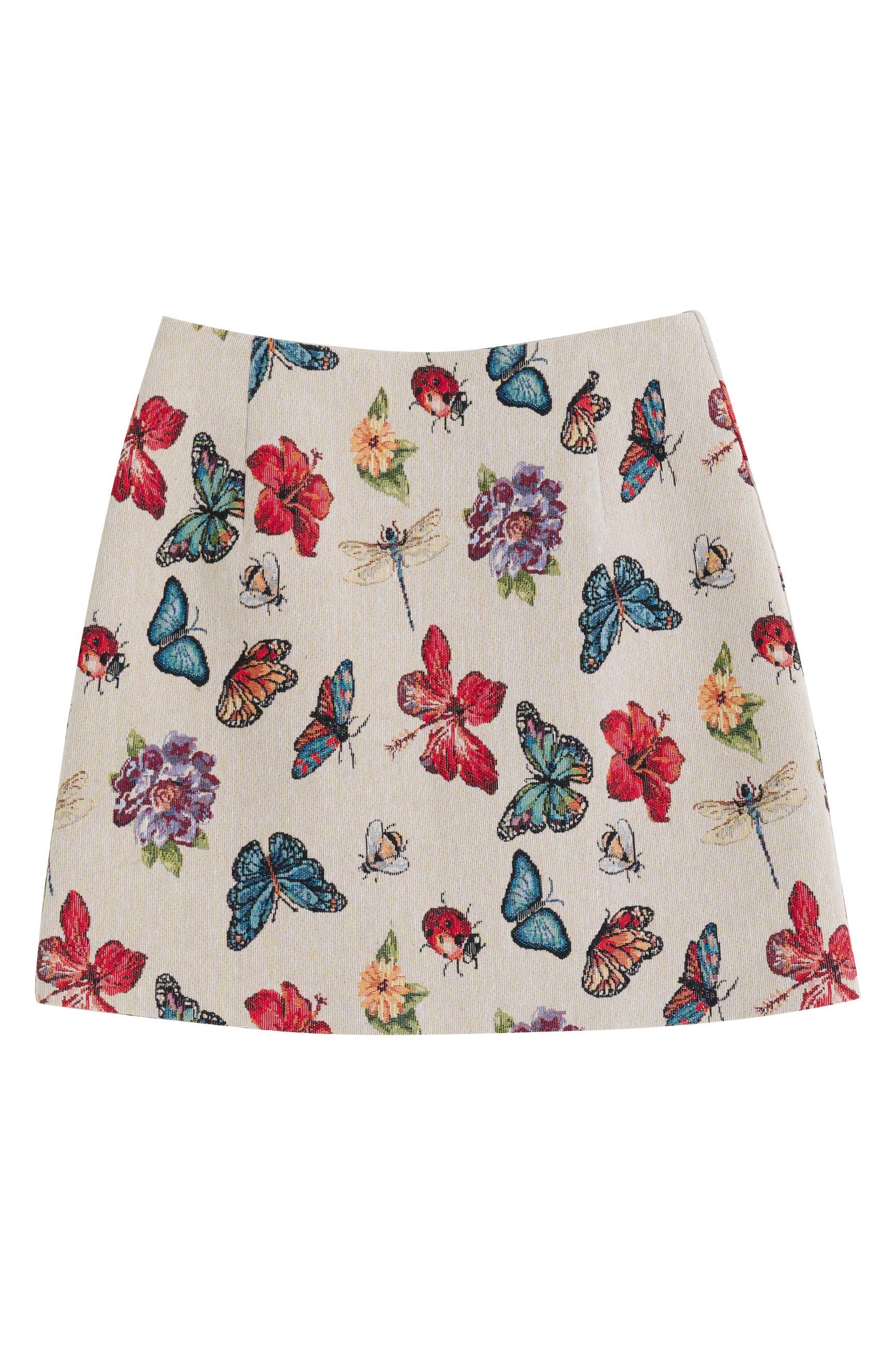 Aubin Flutter Jacquard A-Line Mini Skirt - Cream - Styled