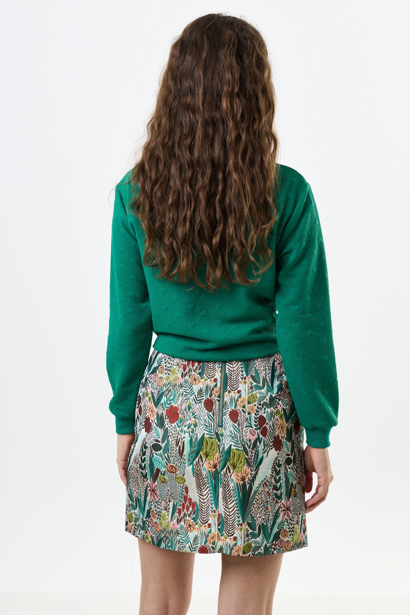 Aubin Jungle Jacquard A-line Mini Skirt - Green - Back