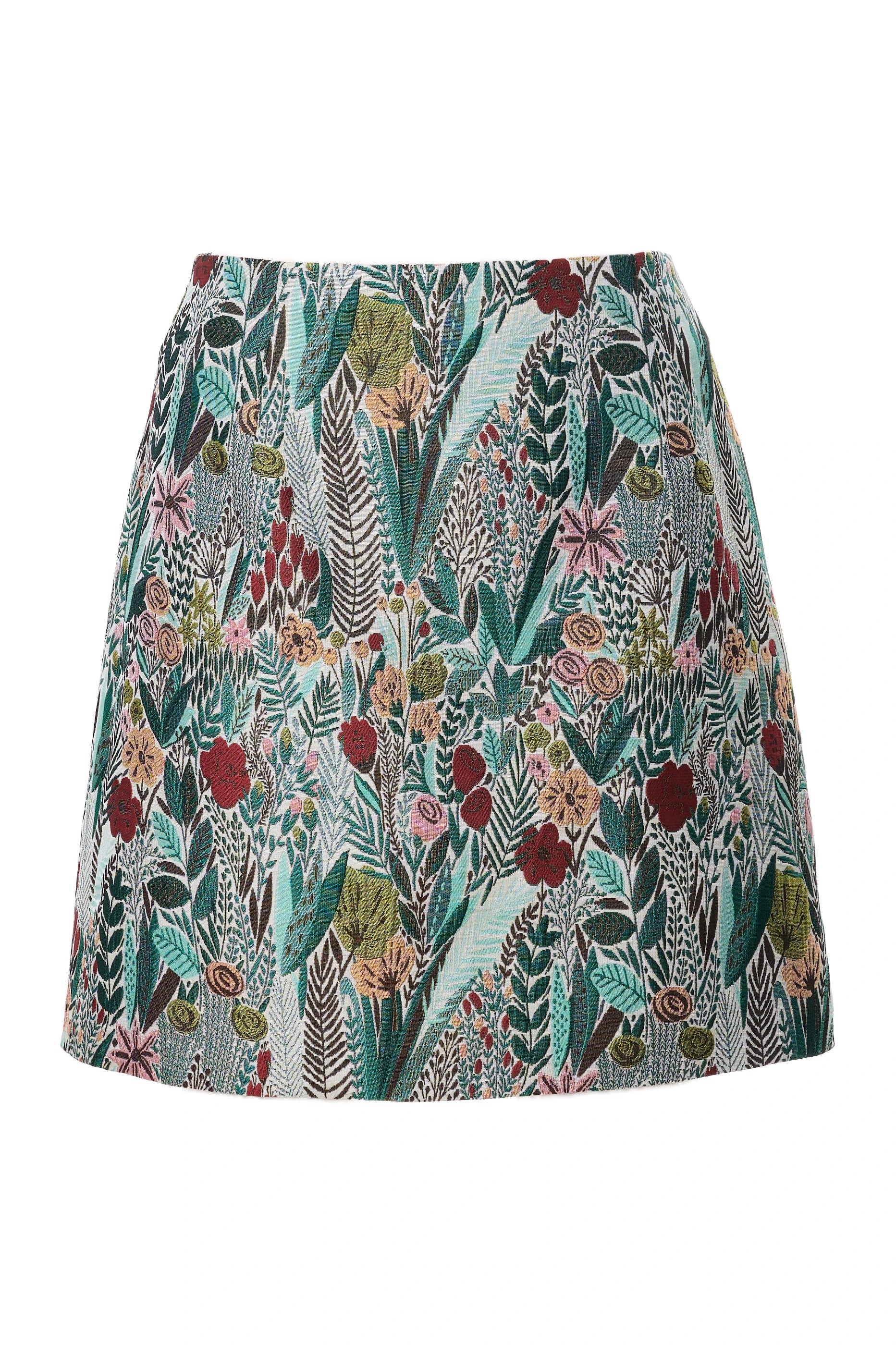 Aubin Jungle Jacquard A-line Mini Skirt - Green - Styled