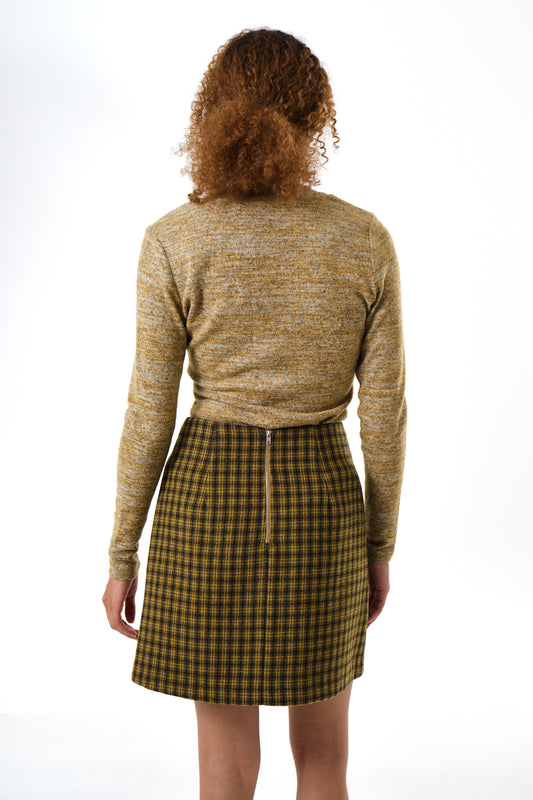 Aubin Wyoming Check A-Line Mini Skirt - Mustard