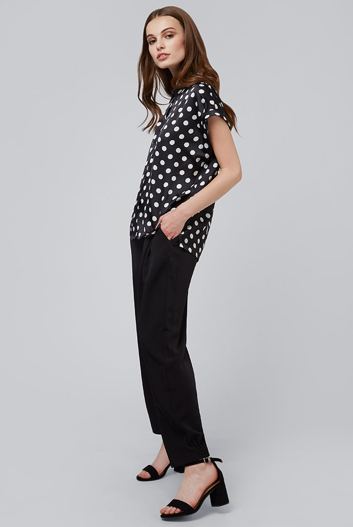 Abinaya Pretty Spot Black And White Blouse