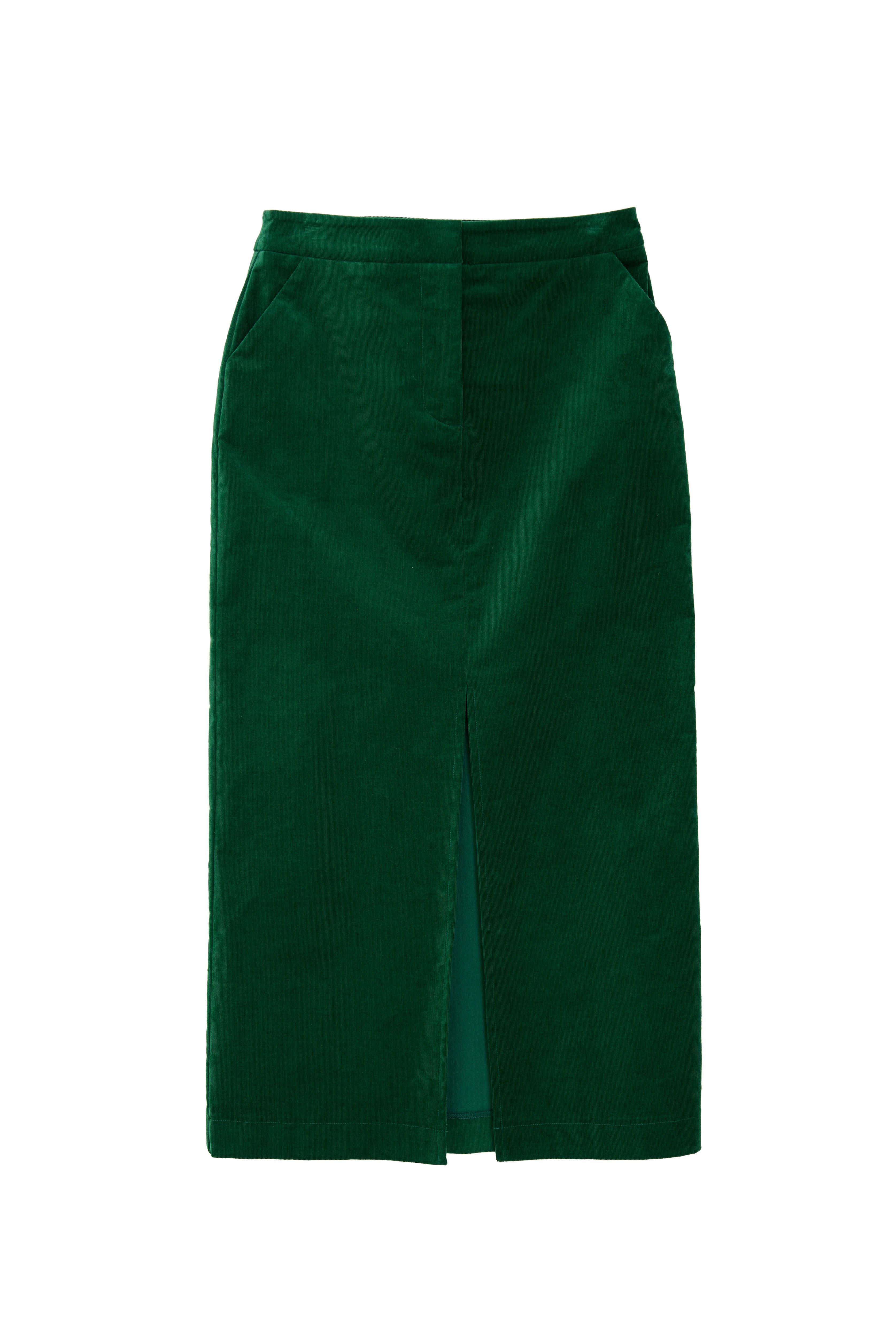 Balthazar Baby Cord Dark Green Midi Pencil Skirt