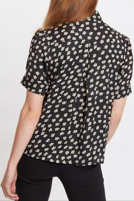 Louche Barclay Call Me Print Short Sleeve Shirt Black