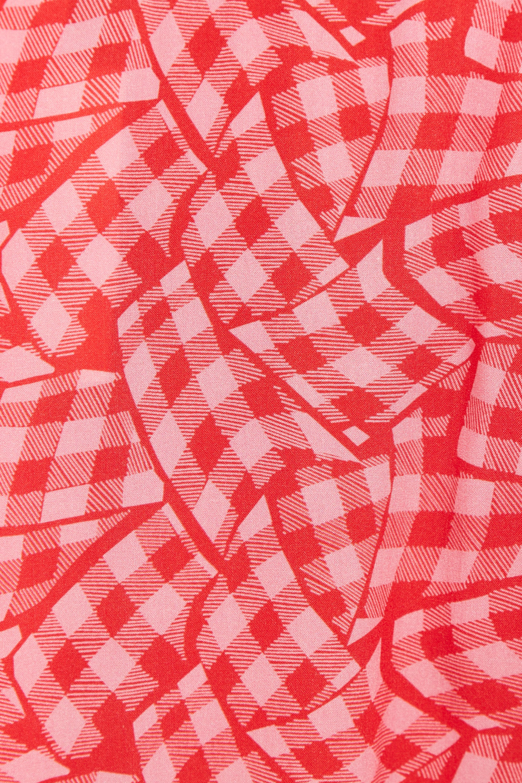 Louche Romola Gingham Twist Print Laced Back Short Sleeve Midi Dress - Styled