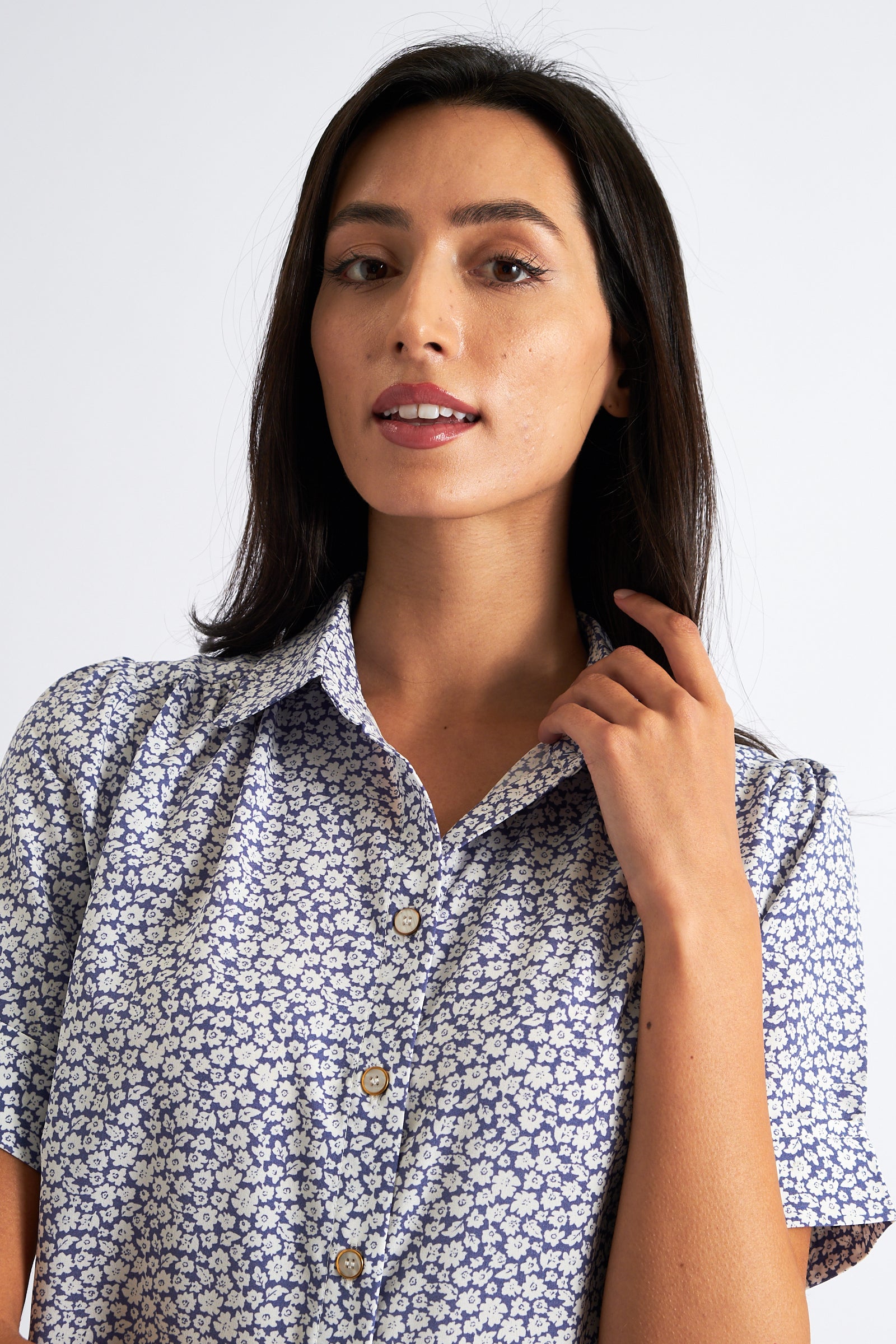 Barclay Floral Short Sleeved Shirt - Blue