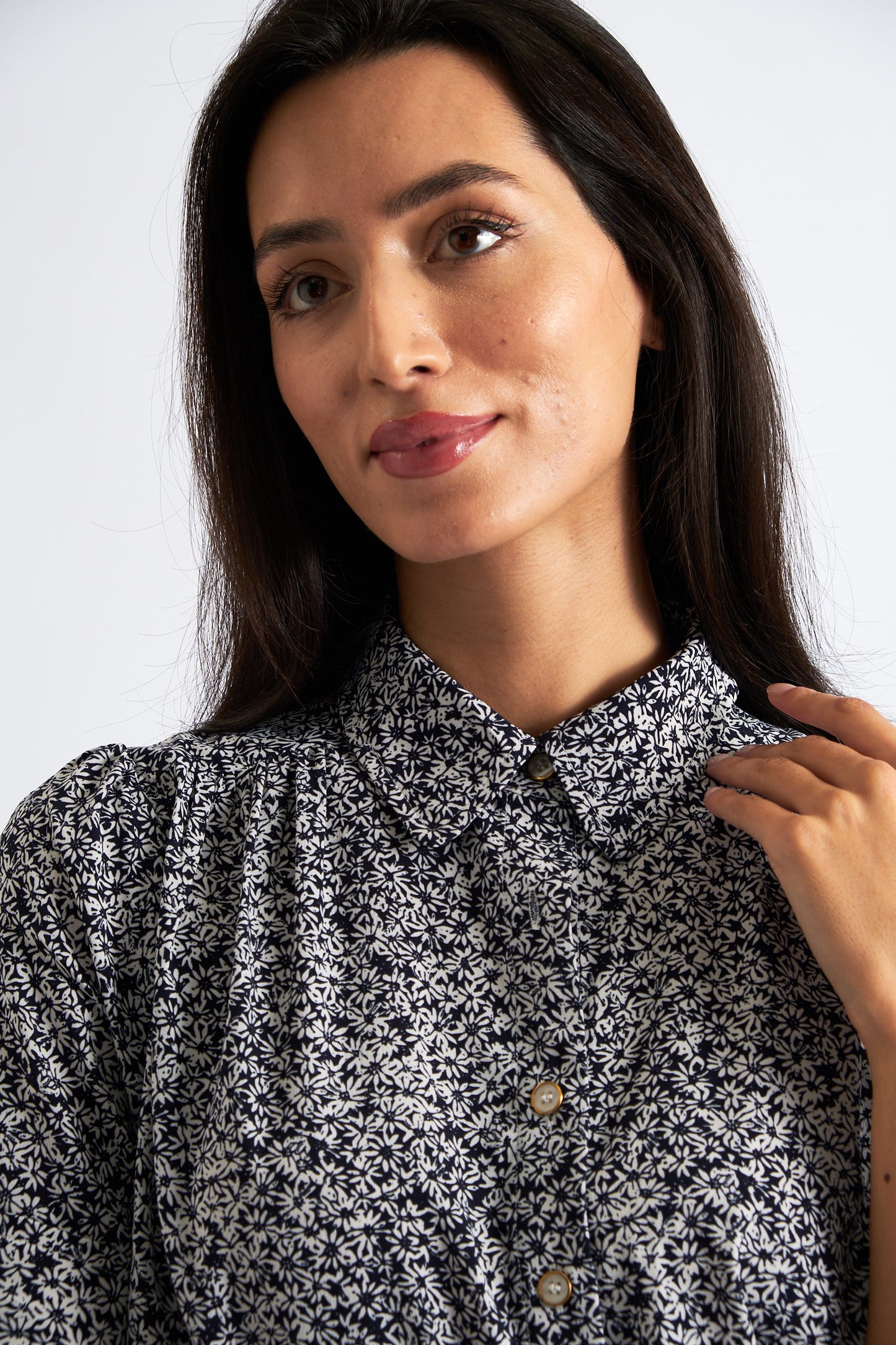 Barclay Flower Print Short Sleeve Shirt Navy