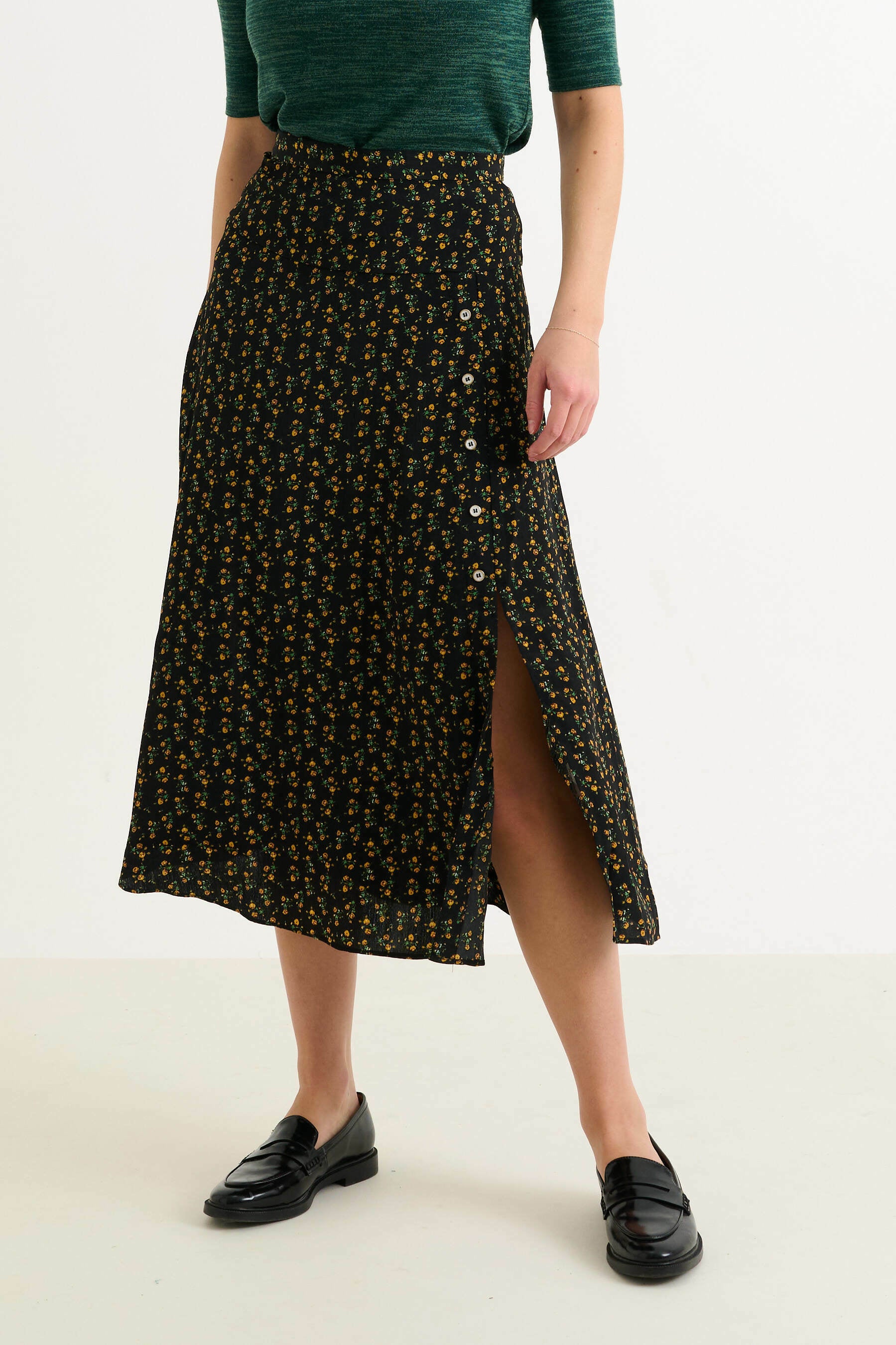 Barney Floral 13 Printed Midi Skirt