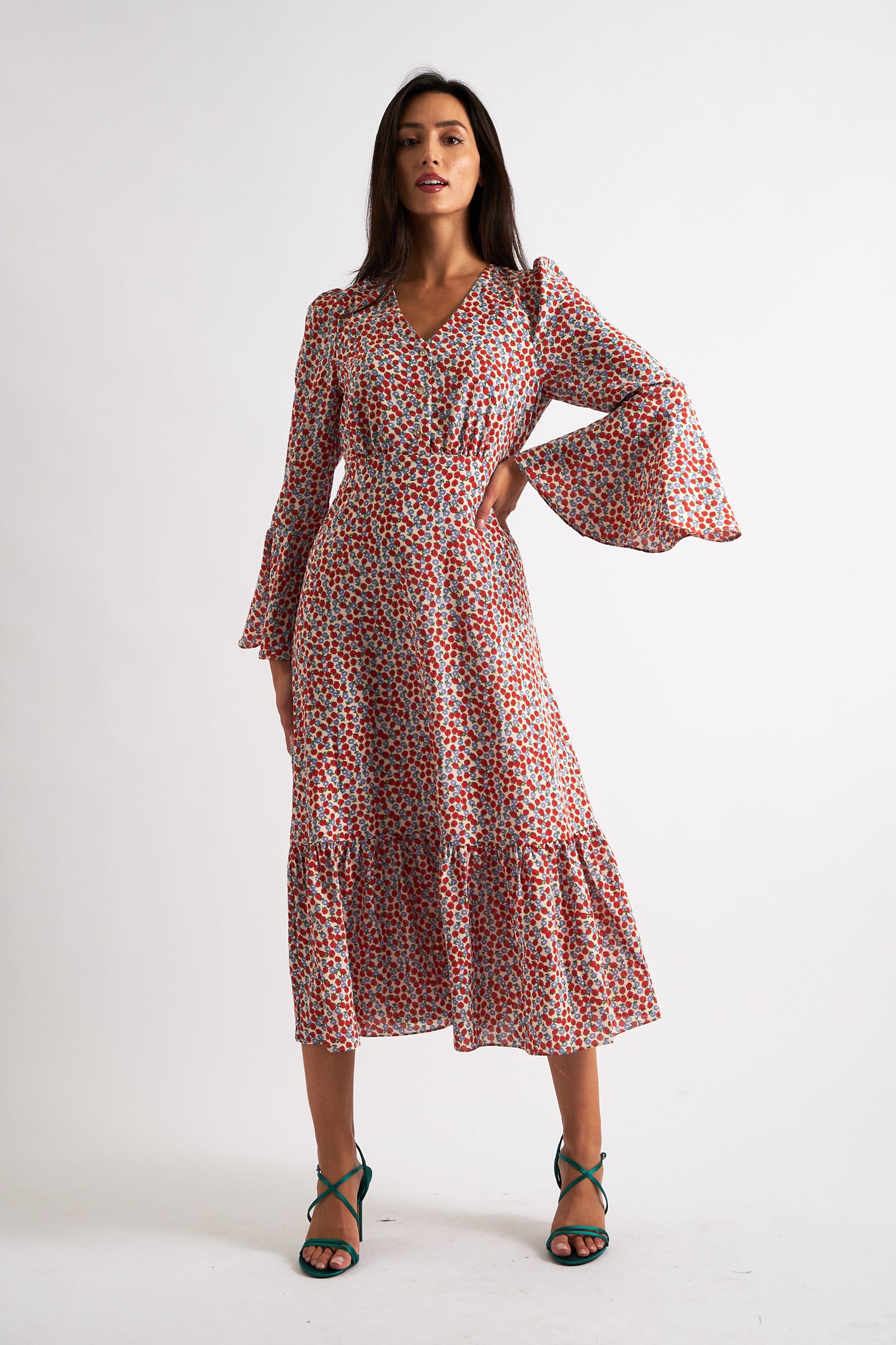 Bathilde Strawberry Fields Print Midi Dress