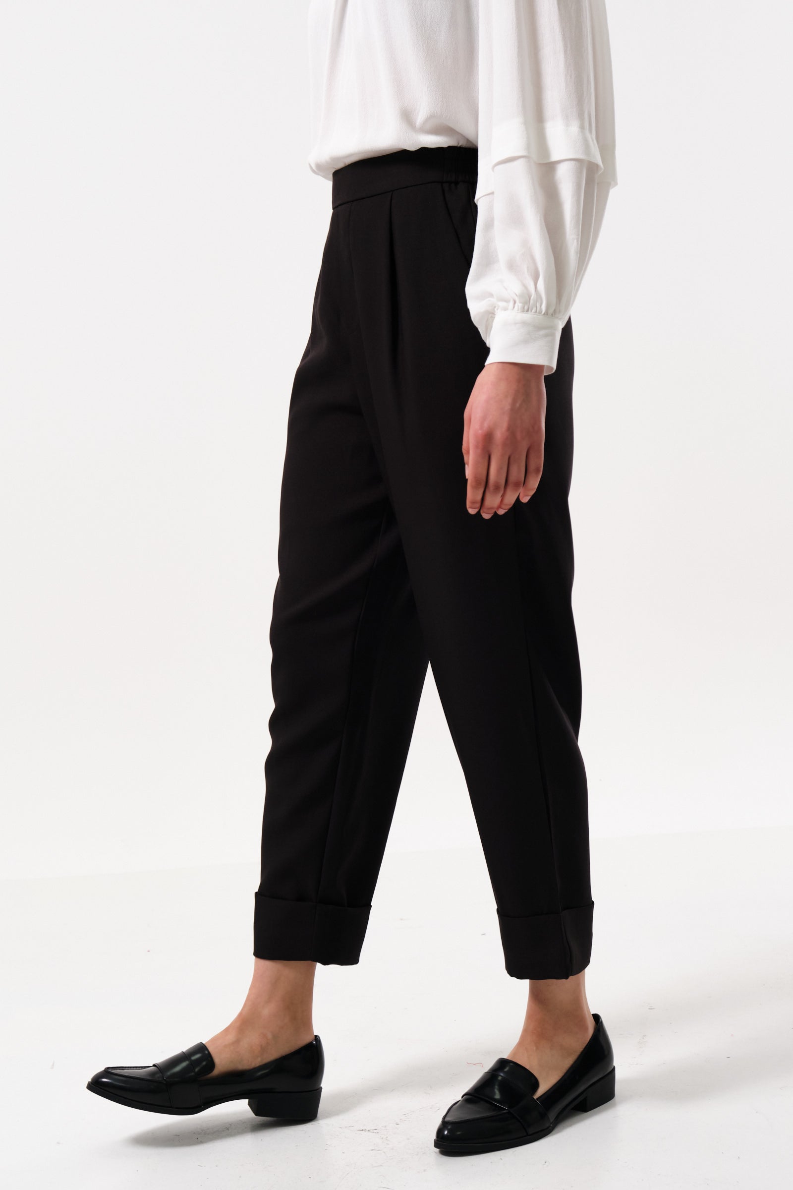 Bayeux Sustainable Satin Back Crepe Trouser - Black - Detail 2