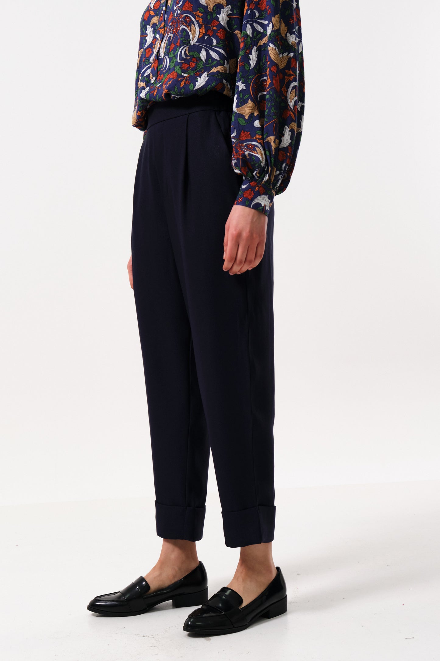 Bayeux Sustainable Satin Back Crepe Trouser - Navy