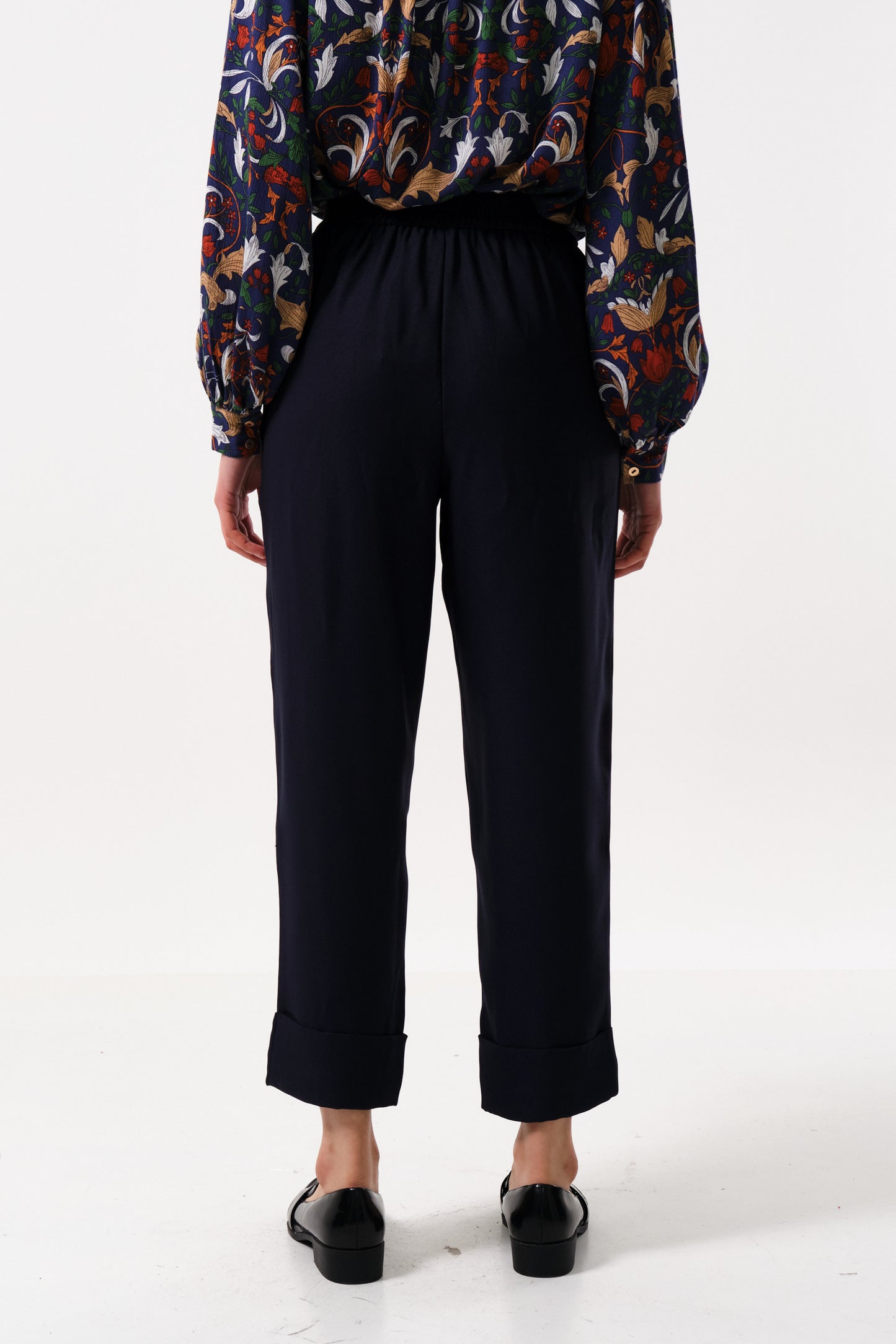 Bayeux Sustainable Satin Back Crepe Trouser - Navy