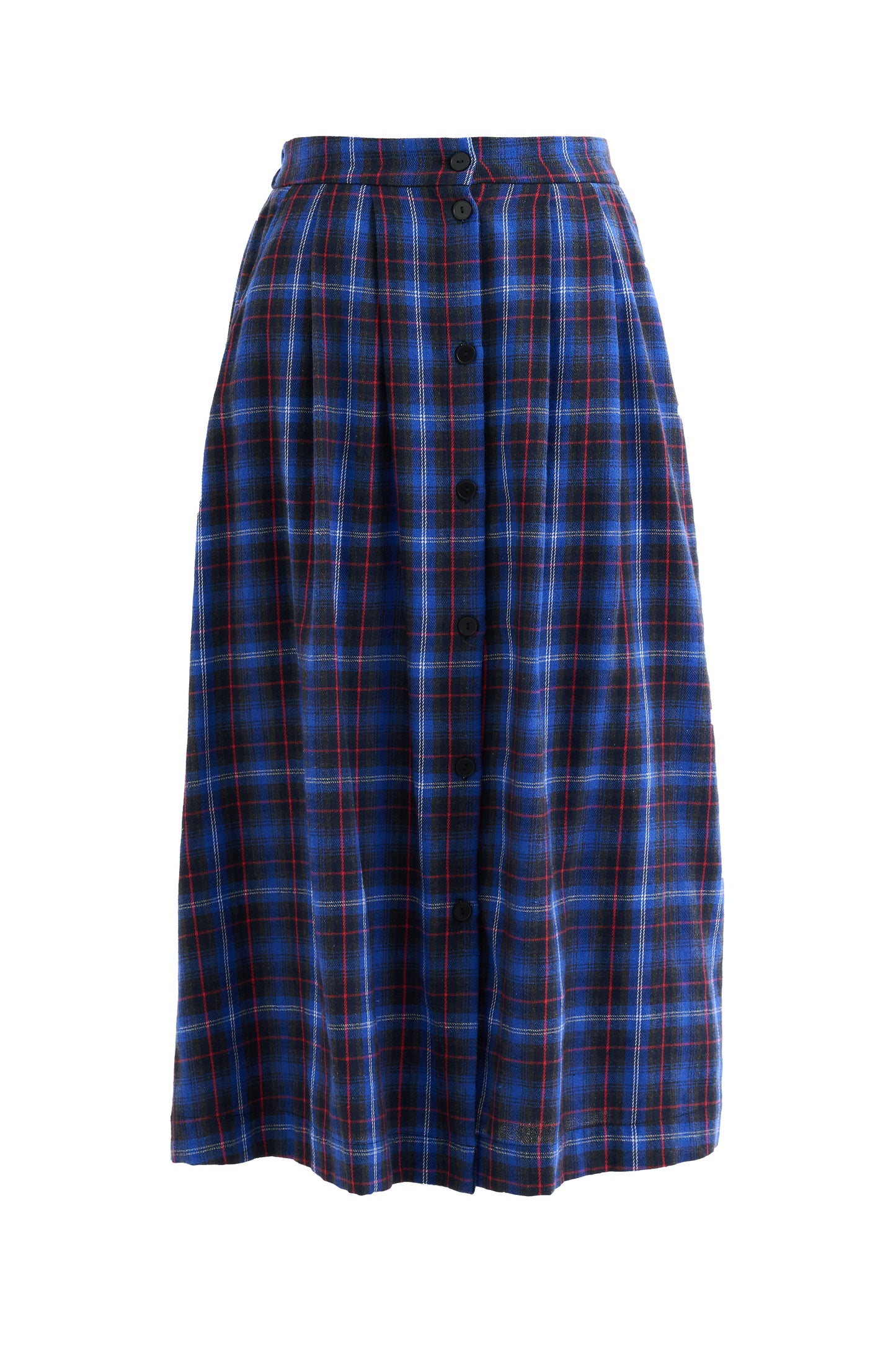 Bia Winter Check Button Through Midaxi Skirt- Blue